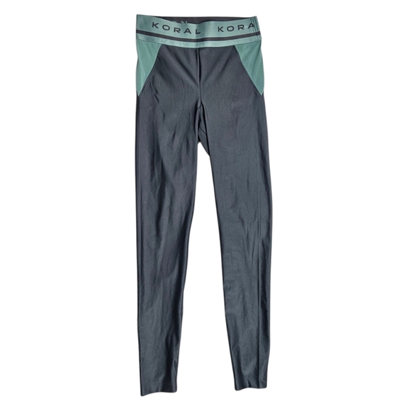 Koral Emblem Infinity Color-Blocked Leggings — Graphite/Sage, Size XS (0–2) - Picture 1 of 4